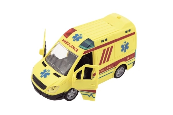 Auto hitna pomoc plast 20 cm na inerciju na baterije sa zvukom i svjetlom u kutiji 26x15x12 cm
