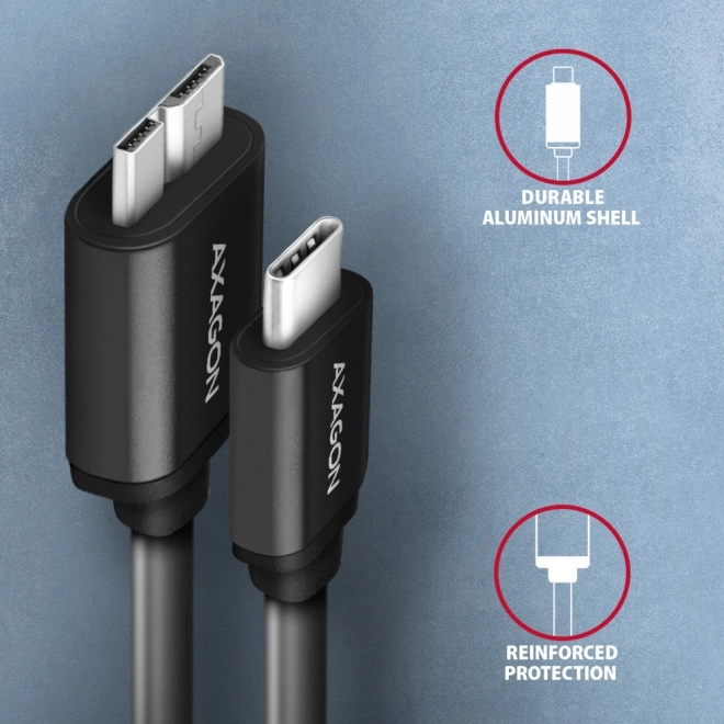 Micro-B USB na USB-C 3.2 Gen 1 1m 3A ALU PVC kabel
