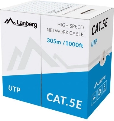 mrežni kabel UTP Cat.5e CU 305 m, sivi, pun vodič