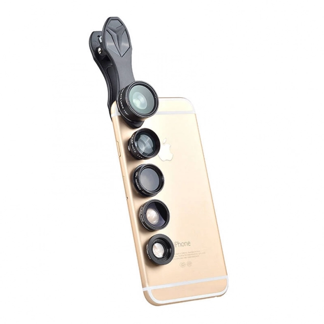 Set mobilnih objektiva Apexel 5 u 1 univerzalni crna