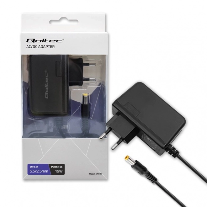 Uključni adapter Qoltec 19W 9V 2.1A 5.5x2.5