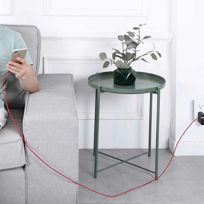 Crveni najlonski USB - Lightning kabel 2m s kutom od 90 stupnjeva