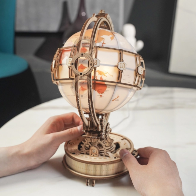 RoboTime 3D drvene mehaničke puzzle Svjetleći globus