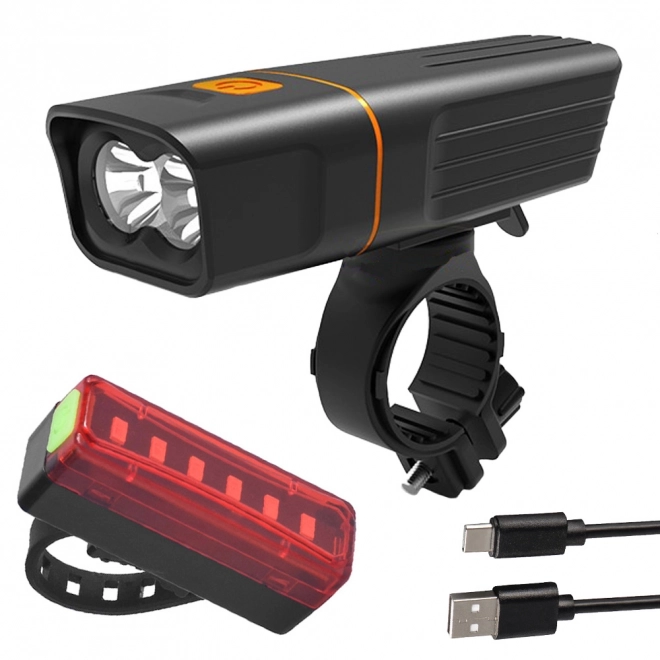 Set prednjih i stražnjih LED svjetala za bicikl s USB punjenjem