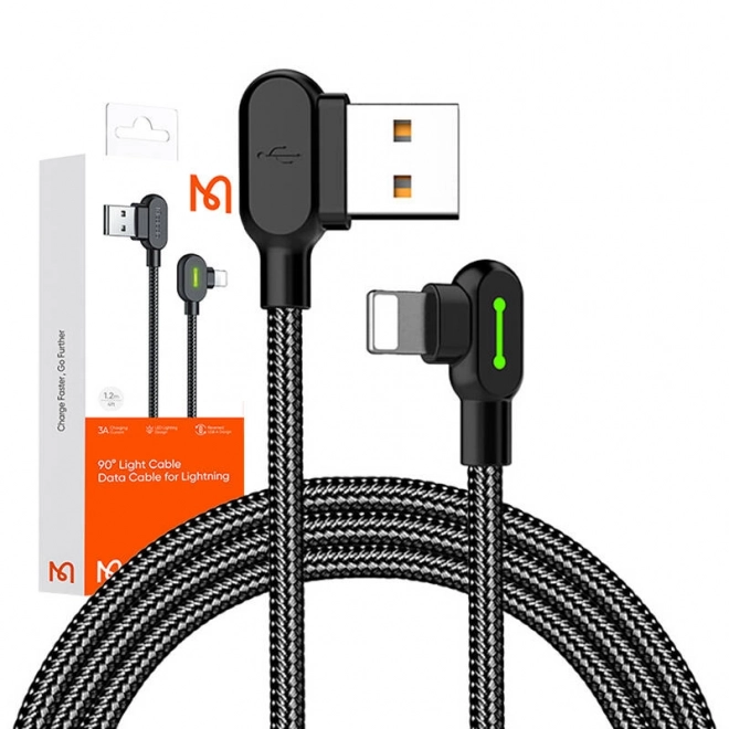 Kutni USB Lightning kabel Mcdodo CA-4671 LED, 1,2 m (crni)