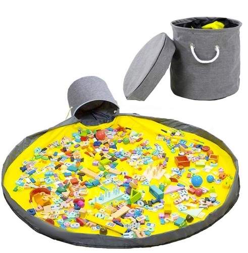 Sivi koš za igračke s podlogom