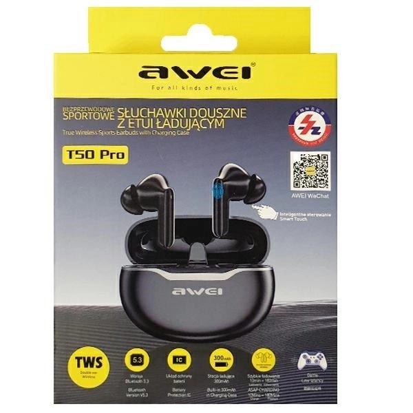 Bluetooth slušalice Awei T50 Pro TWS crne