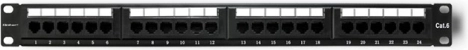 Patch panel za rack, 24-portni CAT6 UTP, crni