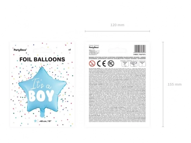 Foli balon zvijezda "It's a boy" plava 48 cm