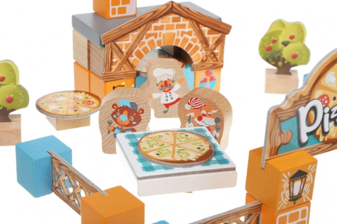 CUBIKA 14835 Pizzeria - drvena građevna igračka s kartonskim dodacima