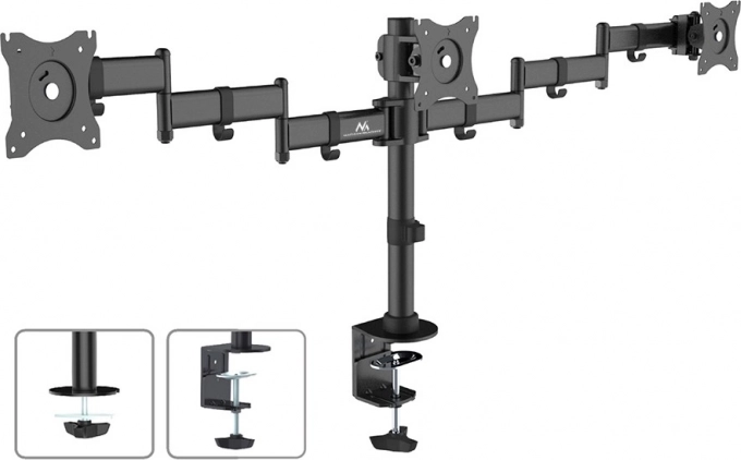 Stolni držač za 3 monitora s dvostrukim rukama 13–27", 8 kg