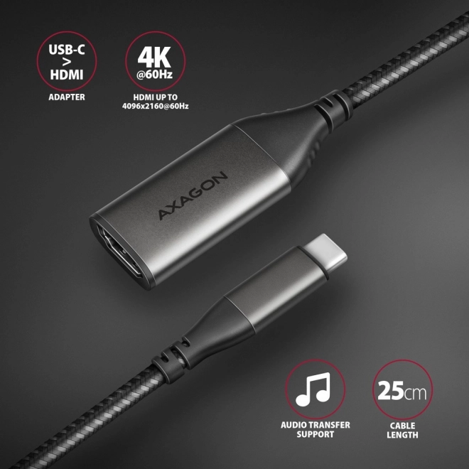 USB-C na HDMI 4K/60Hz aluminijski adapter, kabel 25 cm