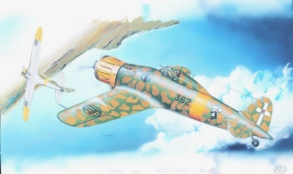 Model Macchi M.C. 200 Saetta 16,1x21,2cm u kutiji 31x13,5x3,5cm