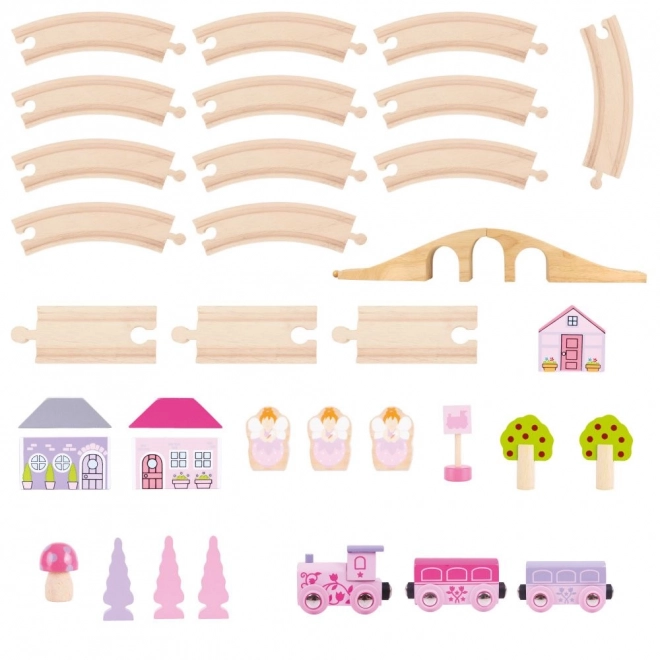 Bigjigs Rail Drvena vlakodromska osmica za princeze 35 dijelova