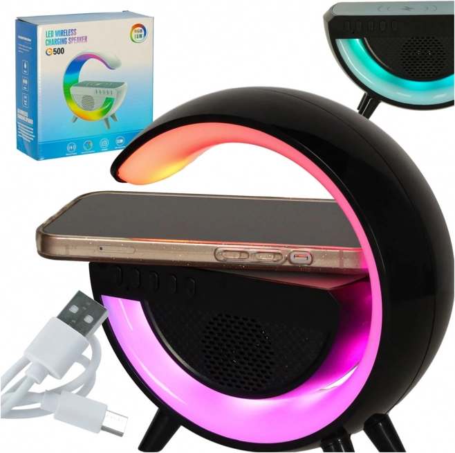 LED lampica RGB s bežičnim punjačem i zvučnikom crna