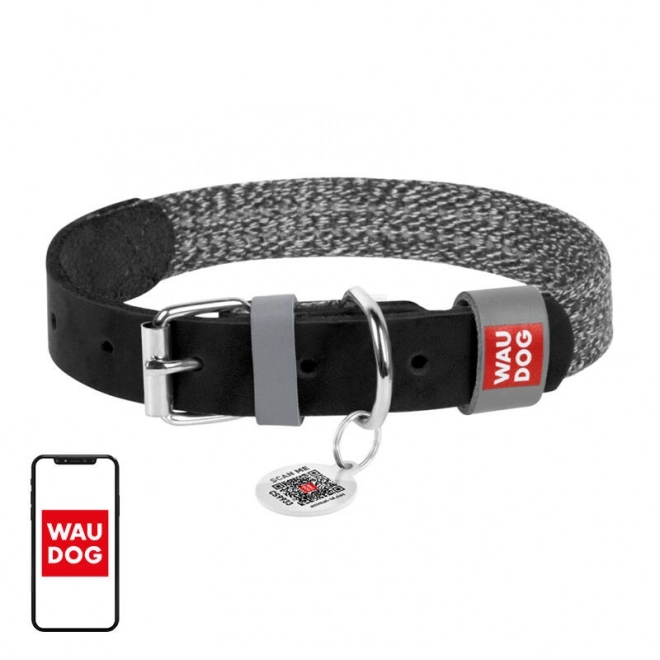 Ovratnik za pse od prirodne kože s QR kodom Waudog