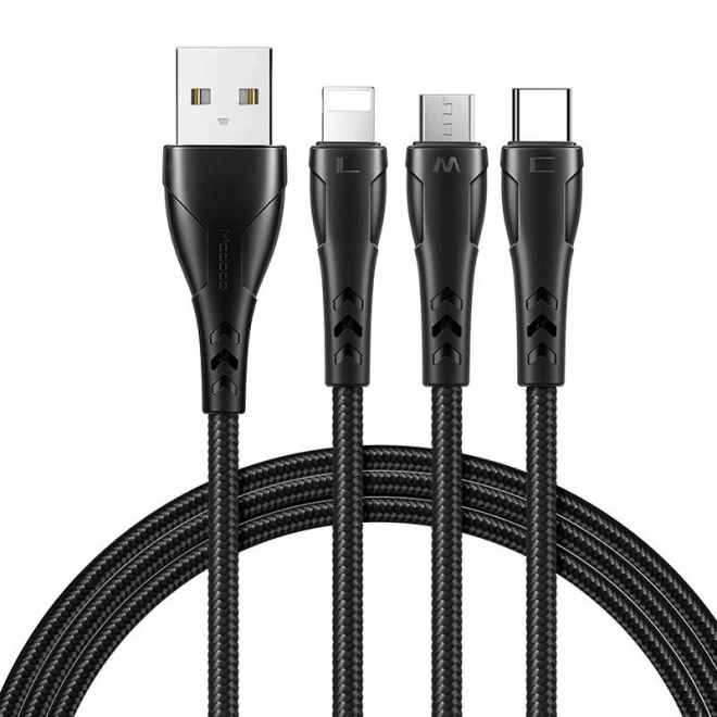 Kabel 3u1 USB na USB-C / Lightning / Micro USB, Mcdodo CA-6960, 1,2 m (crni)