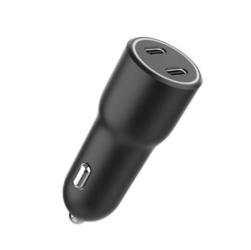 Autopunjač s 2x USB-C PD 40W crna