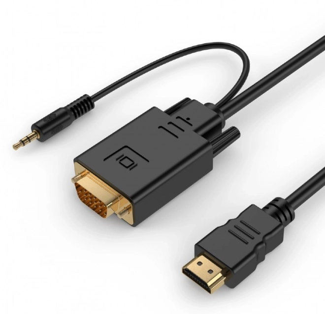 HDMI na VGA adapter mini jack 1,8 m crni