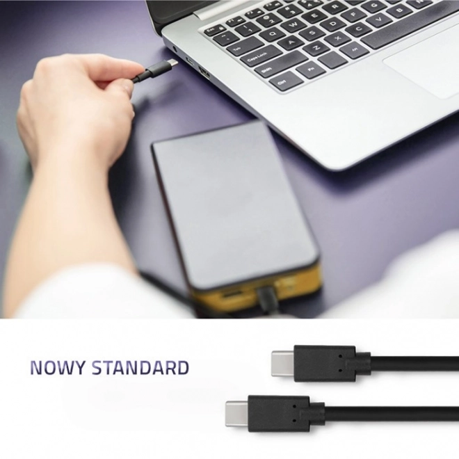 USB-C na USB-C kabel za prijenos podataka i punjenje, 3m, crni