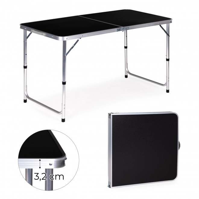 Turistički stol sklopivi kamping stol crna površina 120 x 60 cm