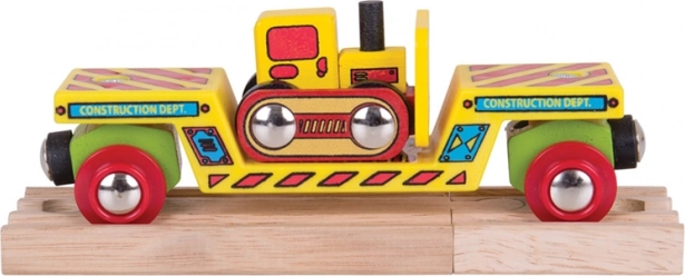 Bigjigs Rail vagon s buldožerom i 2 tračnice