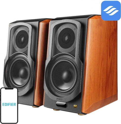 Regalski zvučnici EDIFIER S1000W 2.0 s Wi‑Fi i Bluetoothom, smeđi