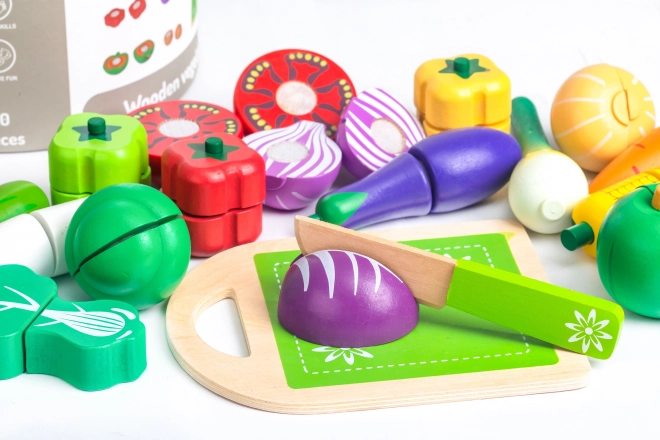 Drvena povrće za rezanje 20 kom Ecotoys
