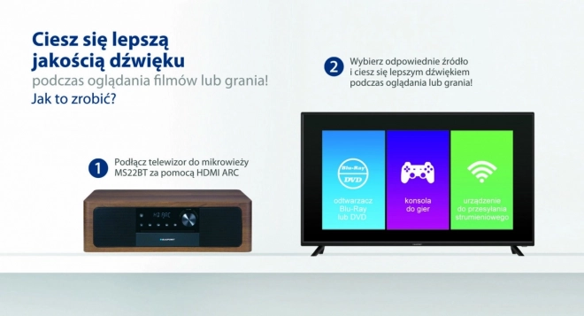 Mikrofon sve u jednom Bluetooth, HDMI ARC, optički ulaz CD/MP3/USB/AUX Sat/Budilica