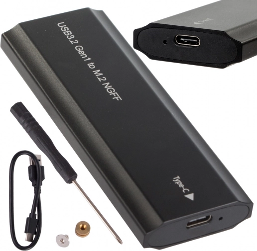 Aluminijska kutija za M.2 SATA NGFF SSD s USB‑C (USB 3.2 Gen 1), 2230–2280