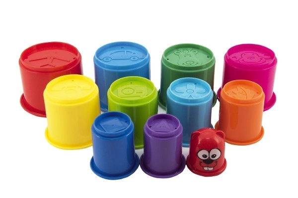 Kockasta piramidalna slagalica okrugla plastika 11kom u kutiji 11x20x11cm 12m+
