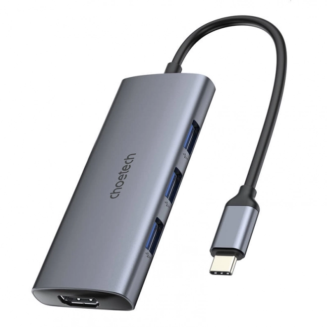 Adapter USB-C Choetech 7u1 Srebrni
