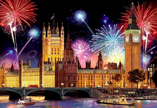 Drvene puzzle London noću s vatrometom