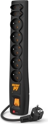 Crni produžni kabel P7 - 7 utičnica, 1,5 m