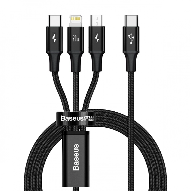 Punjački kabel Baseus 3 u 1, 20W, crni, 1,5 m