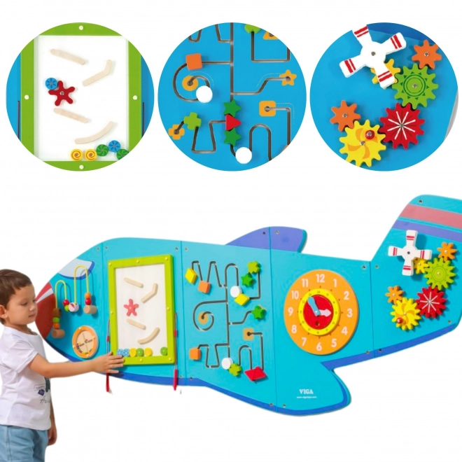 Drvena zidna senzorna ploča Avion VIGA Montessori