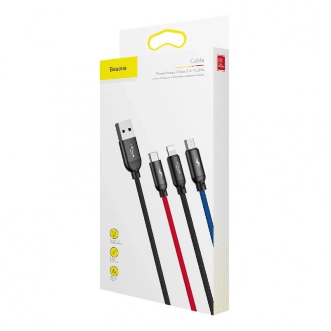 Baseus brzi USB kabel 3u1 s konektorima Type C / Lightning / Micro 3A 1,2M - crni