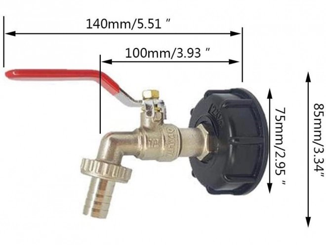 Slavina za spremnik Mauser 1000L s crijevnim ventilom