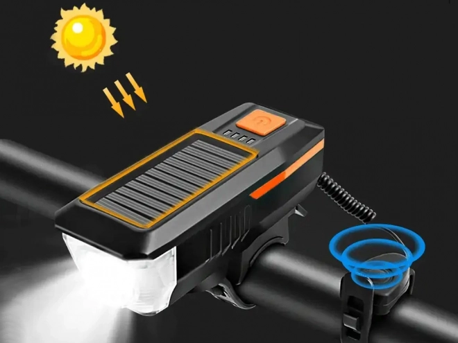 Prednje LED svjetlo za bicikl sa solarnim punjenjem i trubom