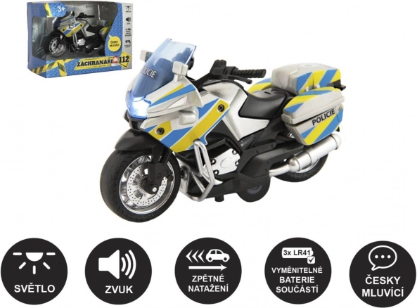 Policijski motocikl 12 cm sa svjetlom i zvukom, govori na češkom