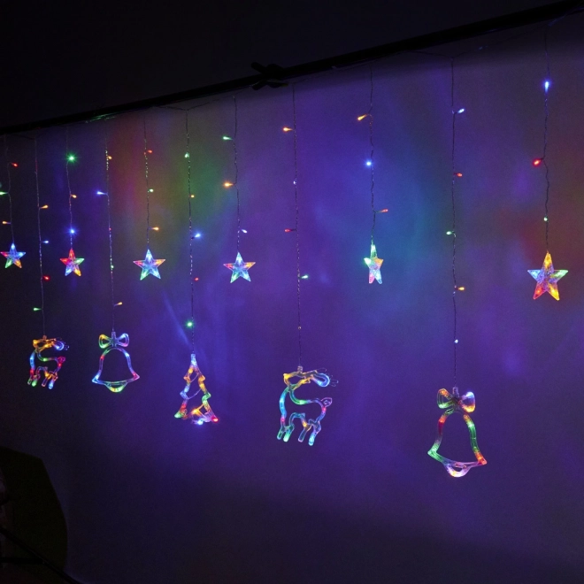 LED šareni zavjes s božićnim motivima - 2,5 m, 138 LED