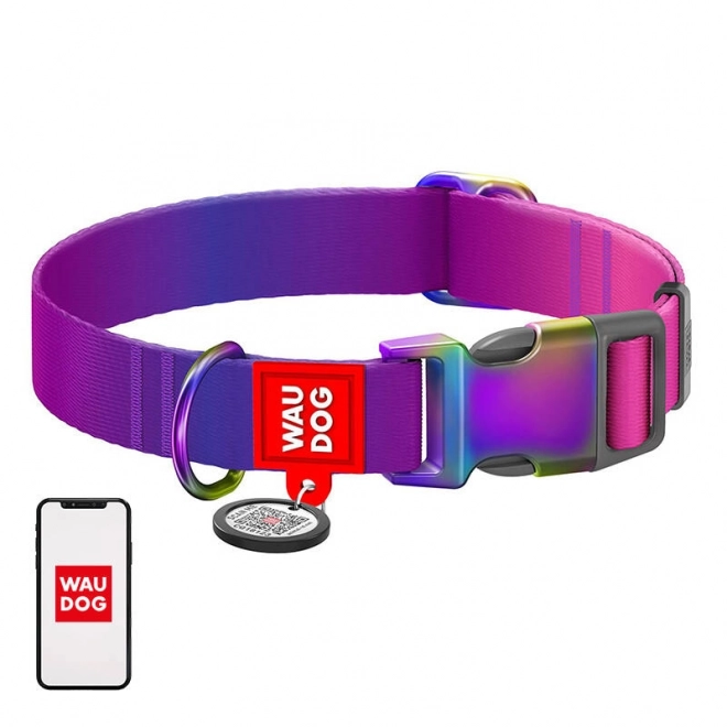 Najlonska ogrlica za pse s QR kodom WAUDOG, 15 mm, 25–35 cm, ljubičasta