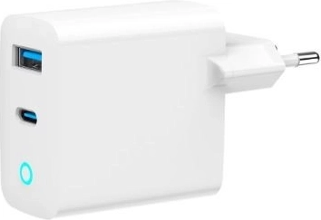Brzi punjač USB‑A/USB‑C GaN 30 W s LED, PD i QC 3.0 – bijela