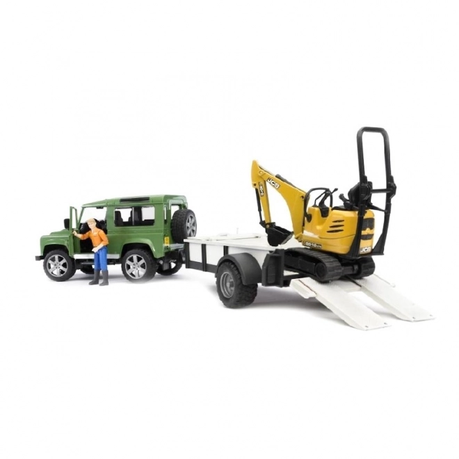 Igraći set Bruder SUV i gusjeničasti mini bager JCB s prikolicom