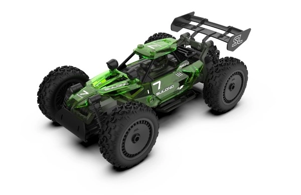 Auto RC buggy plast 22cm komplet za izgradnju 24MHz na baterije zelene u kutiji 34x25x7cm
