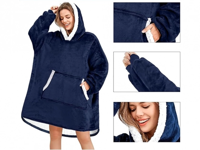 Grijajuća oversize majica s kapuljačom od debele umjetne krzna