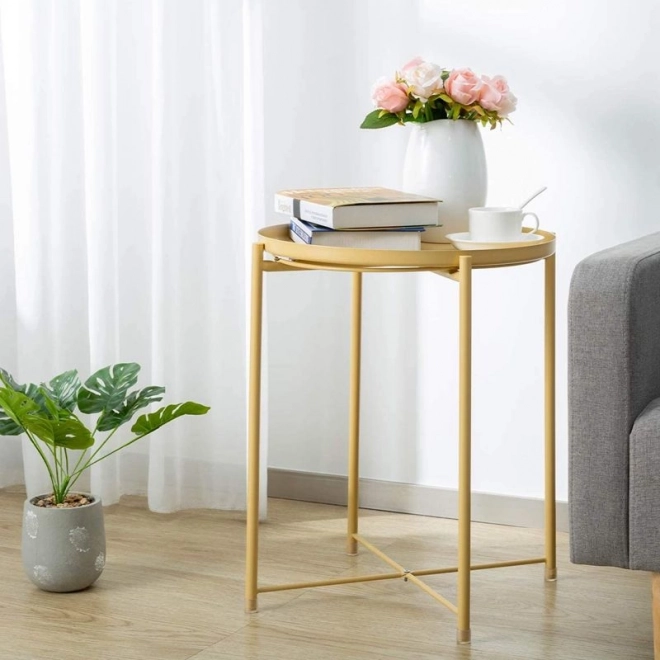 Okrugli metalni stol u loft stilu - žuti