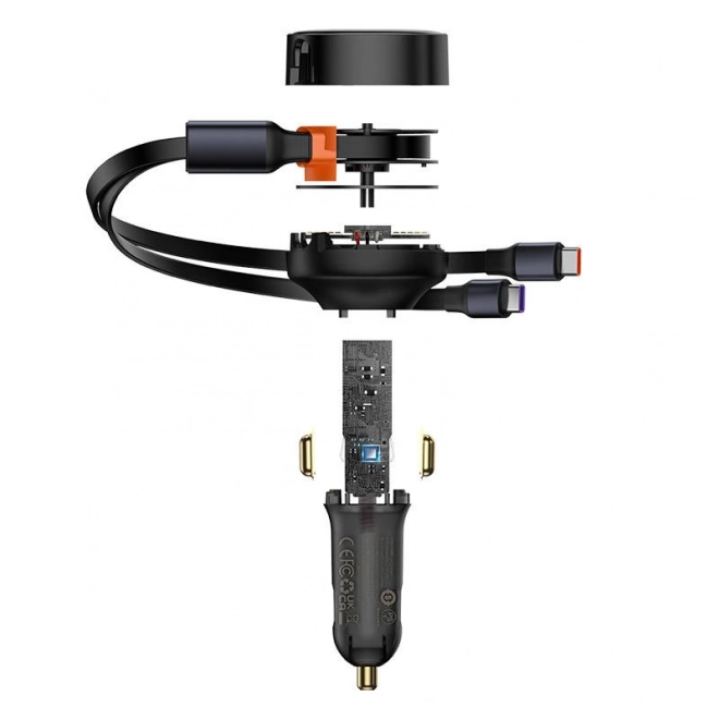 Baseus auto adapter s USB-C kabelom, 33 W