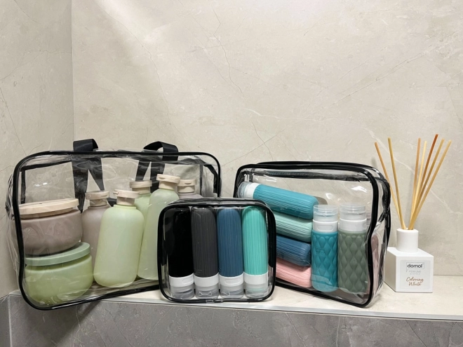 Set prozirnih putnih kozmetičkih torbica - 3 komada
