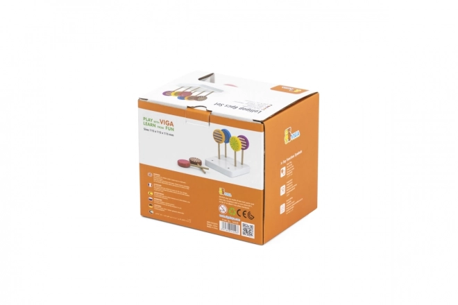 Drvena šarena lizalica Viga - set od 6 kom
